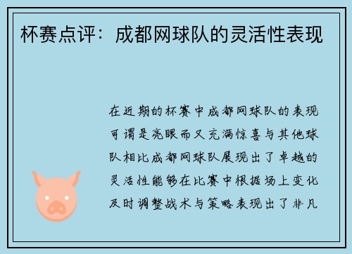 杯赛点评：成都网球队的灵活性表现